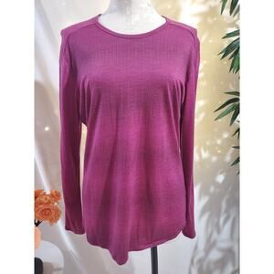 Seg'ments 100% Merino Wool Lightweight Baselayer Pullover Top Womens Size L Pink